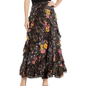 Free People forever flirt floral ruffle maxi skirt